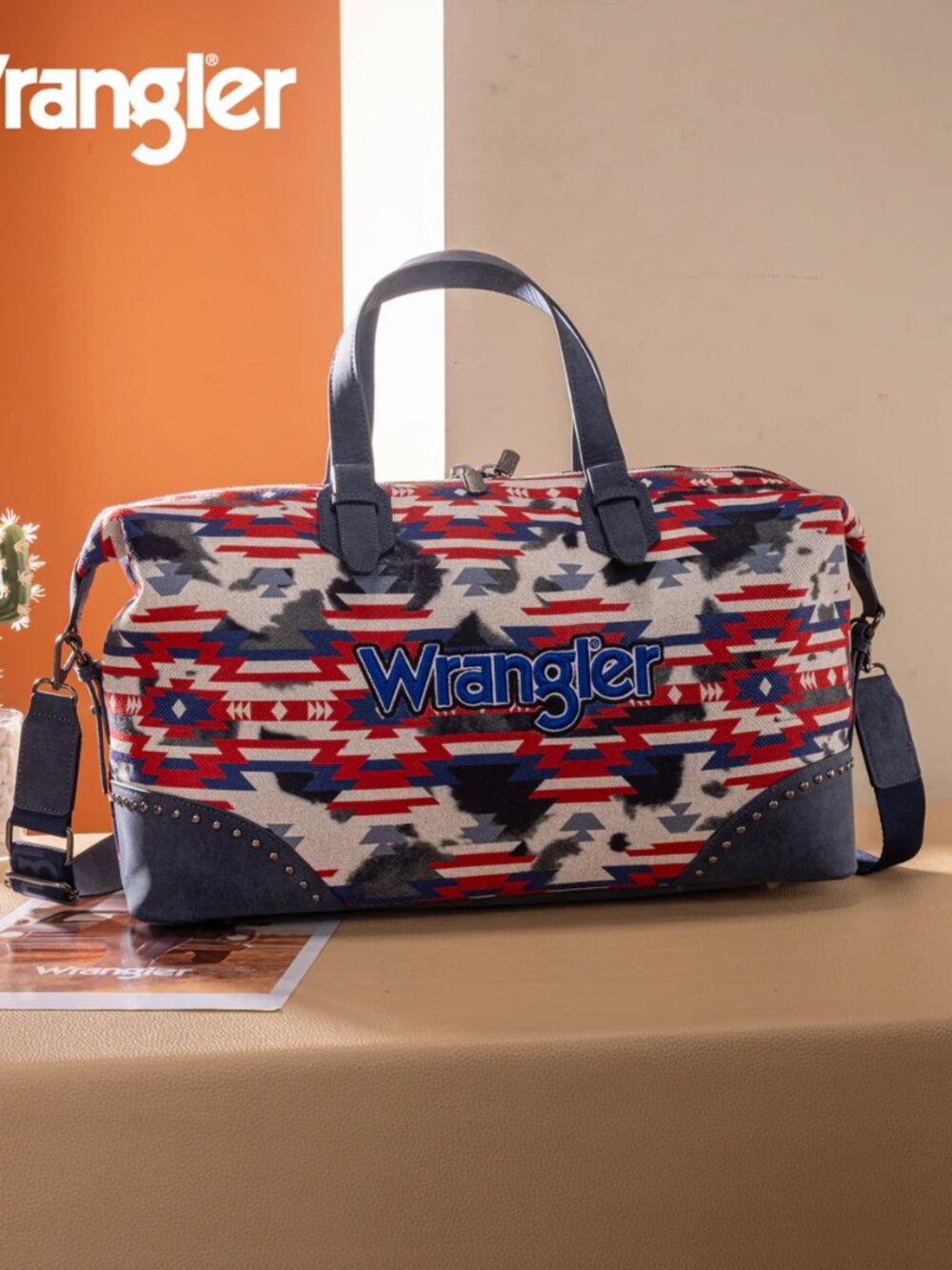 Wrangler Aztec Print Duffle/Crossbody - Navy